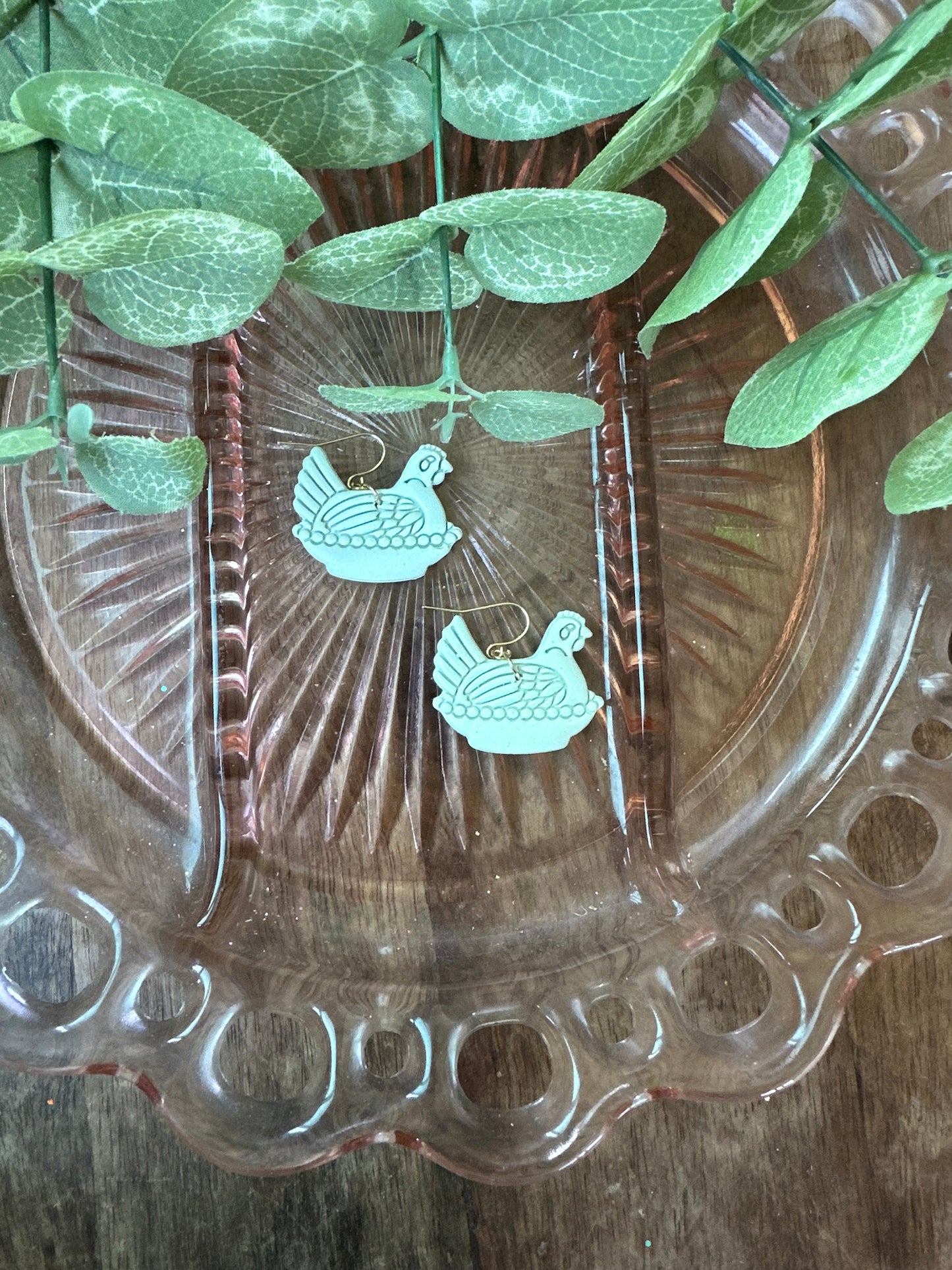 Light green hen dangles