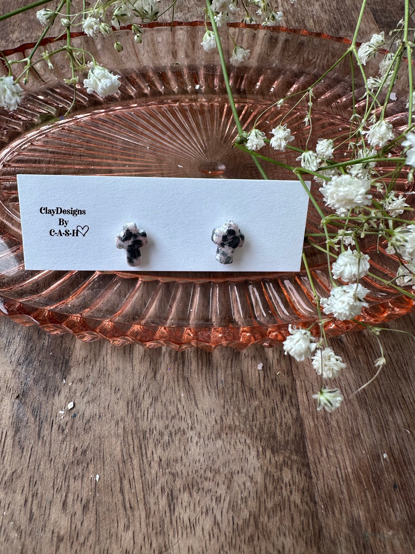 Cheetah print cross studs