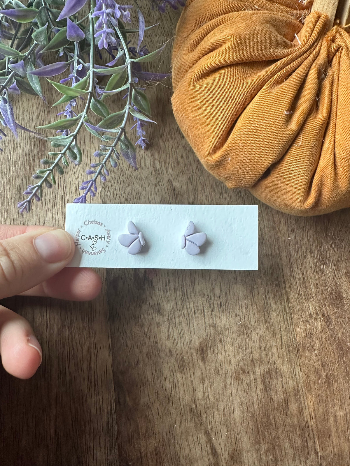 Mini purple butterfly stud