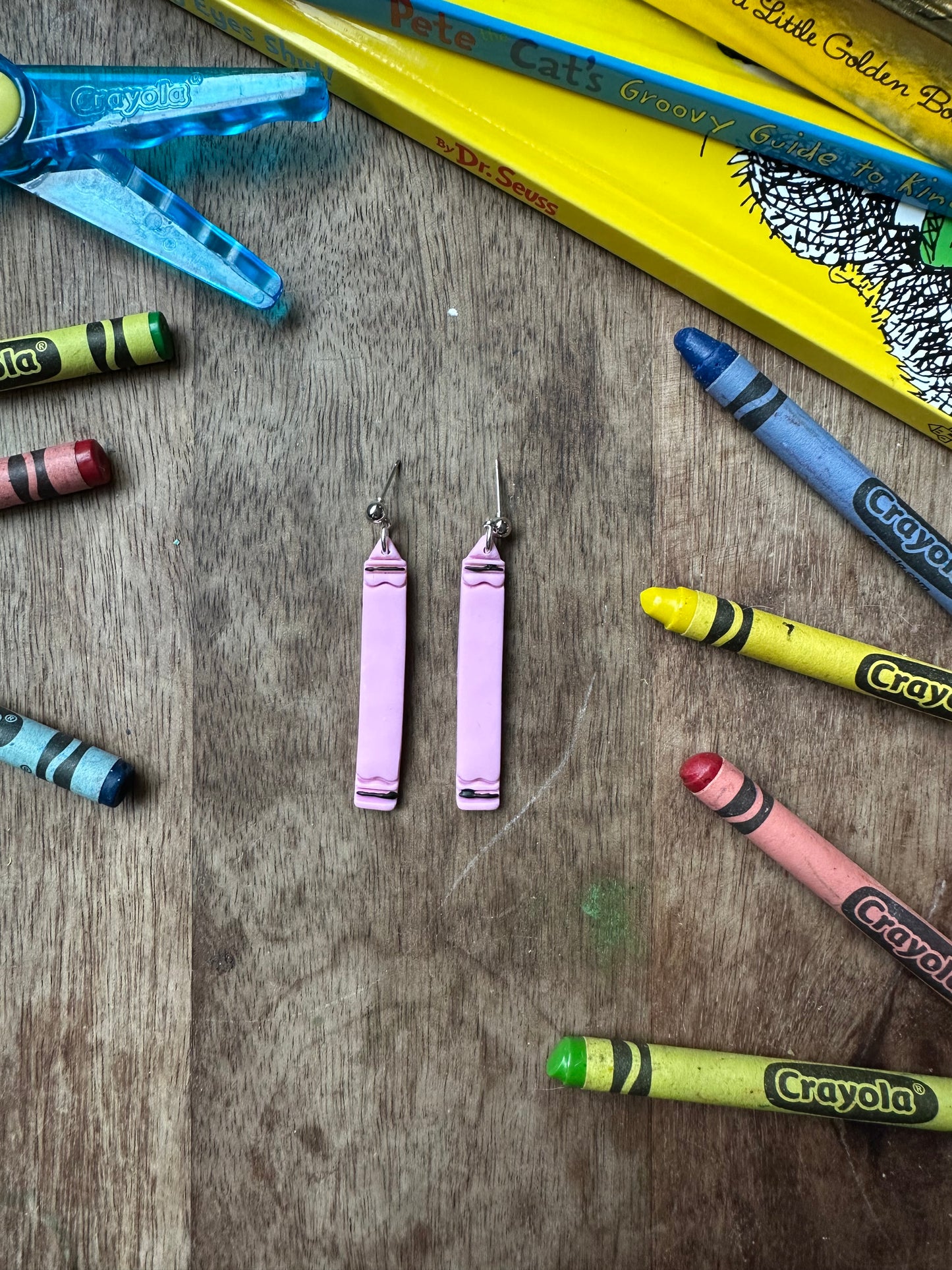 Long purple crayon dangle