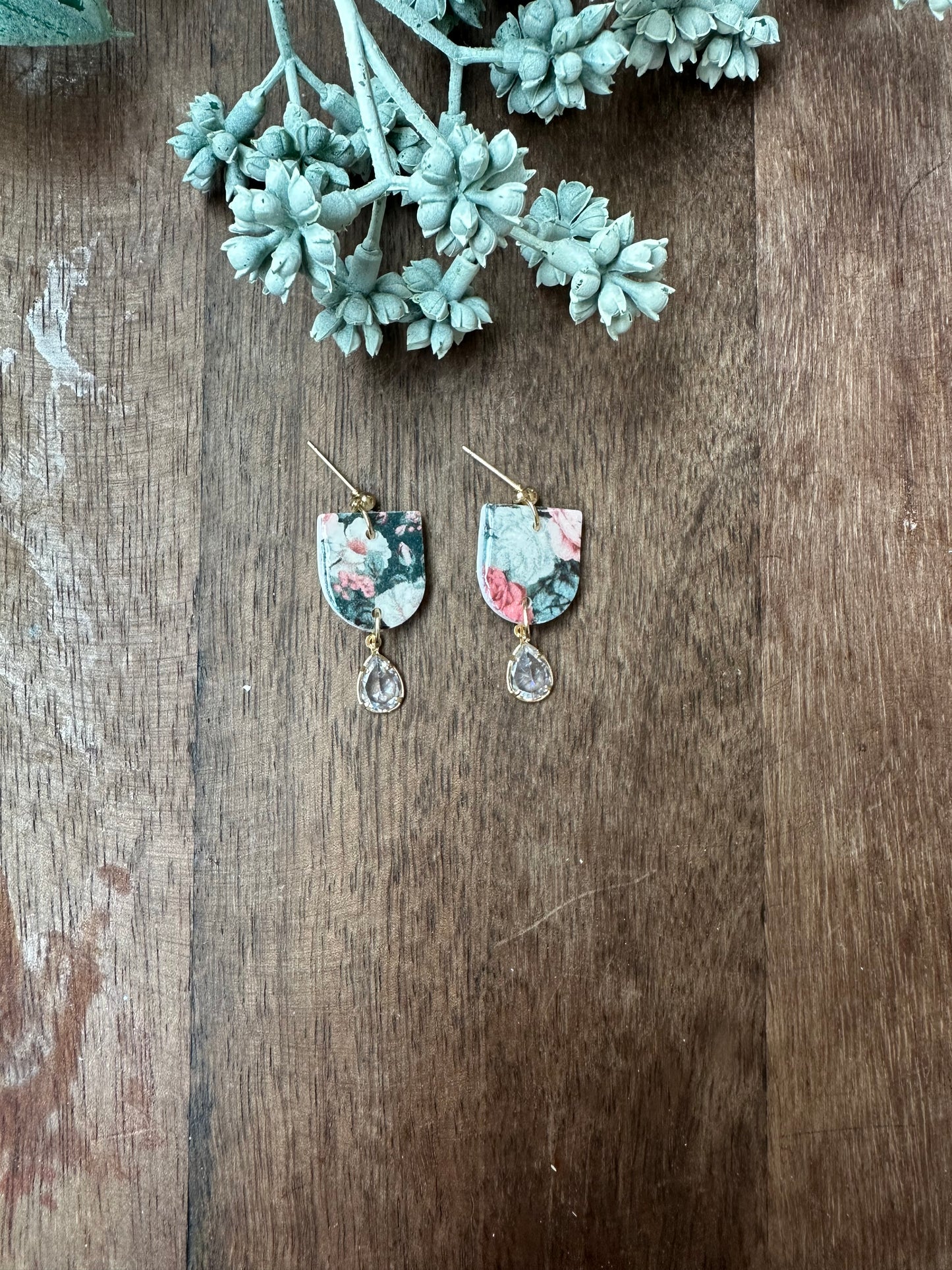Floral gem dangles