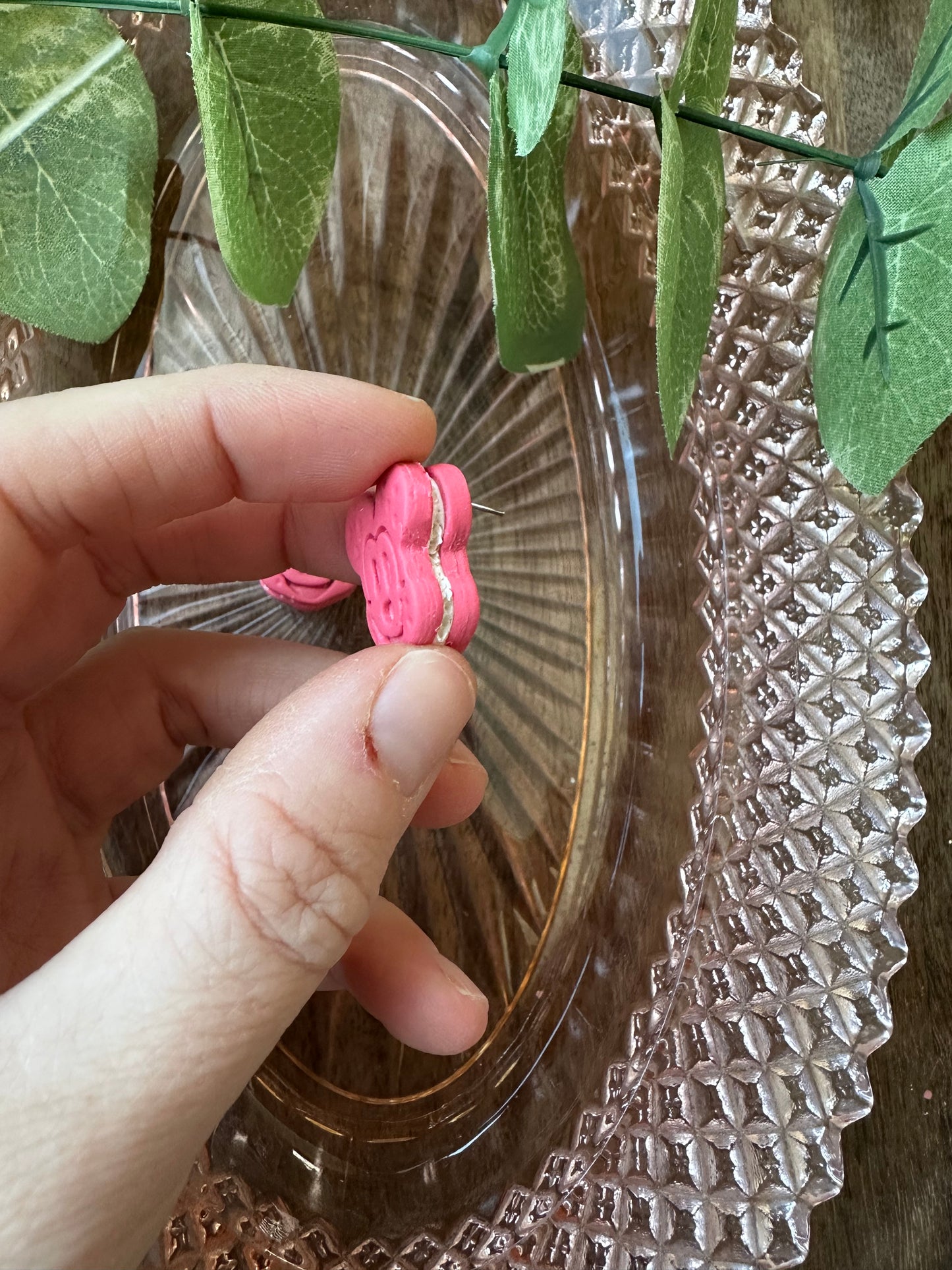 Pink mouse macaroon dangles