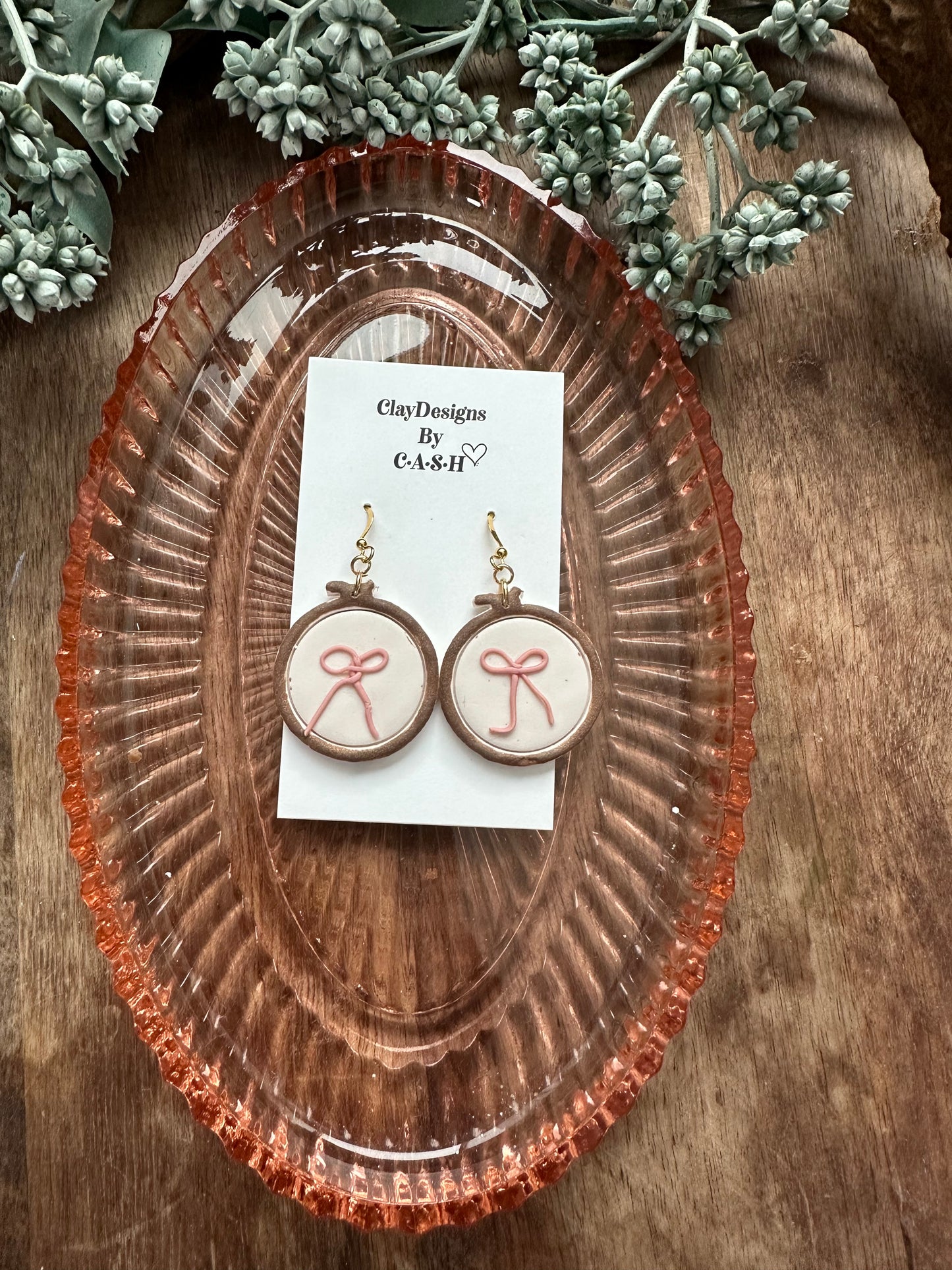 Bow cross stitch dangles