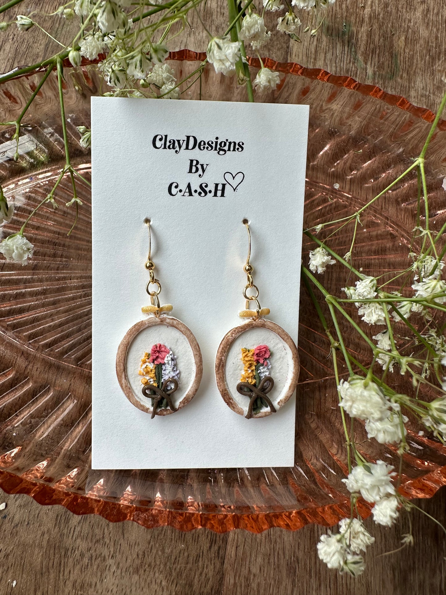 Cross stitch flower dangles