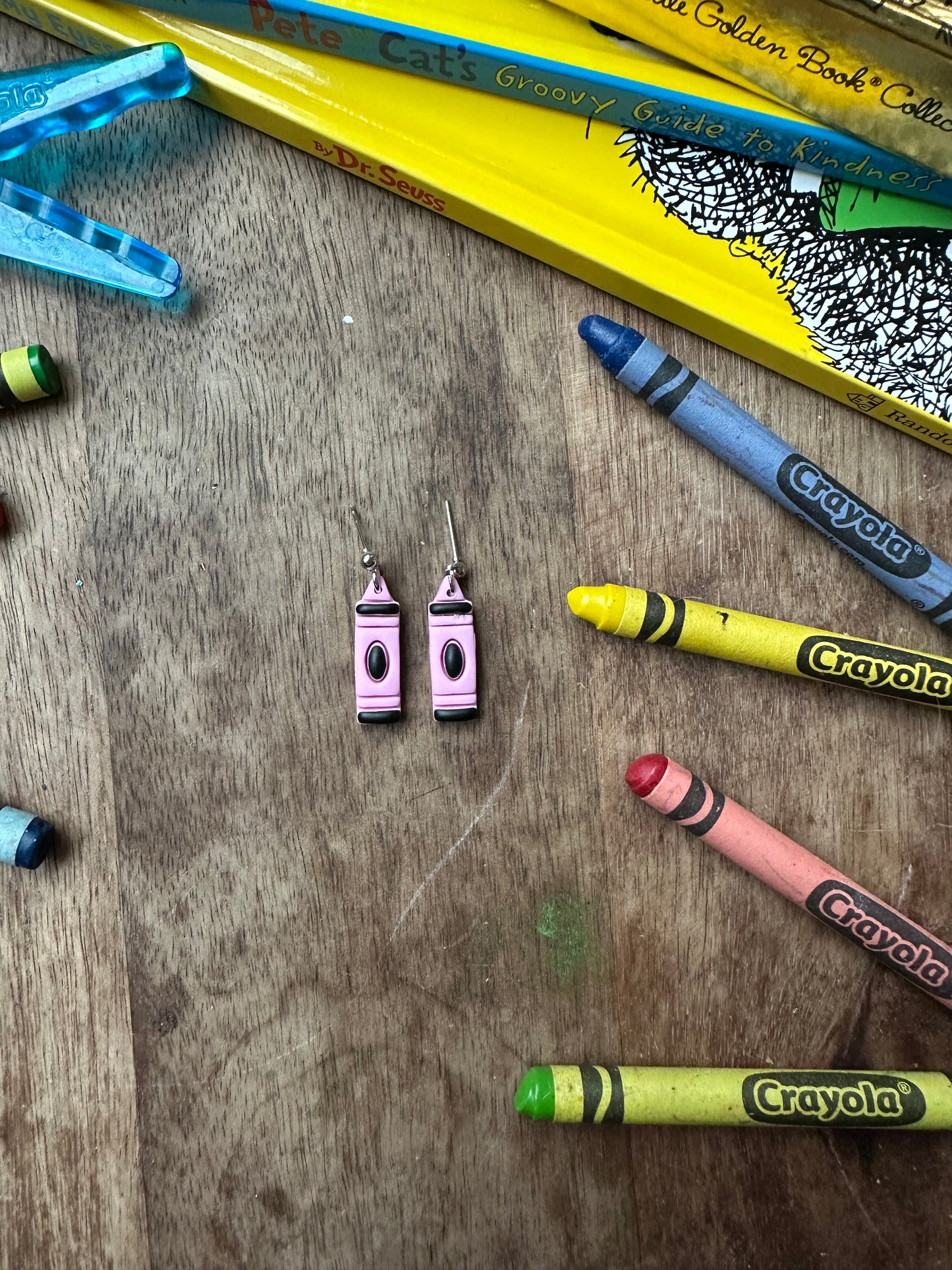 Light pink crayon earrings