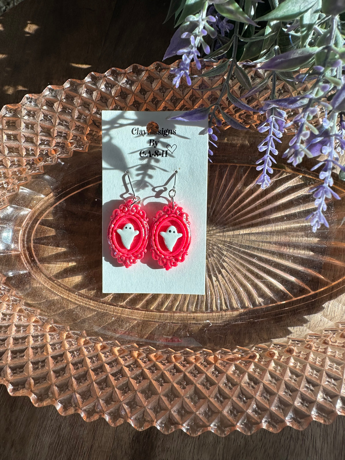 Vintage Pink shimmer ghost dangles