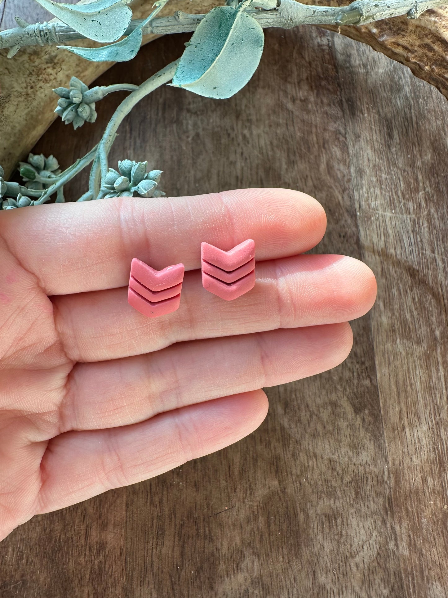 Pink chevron studs