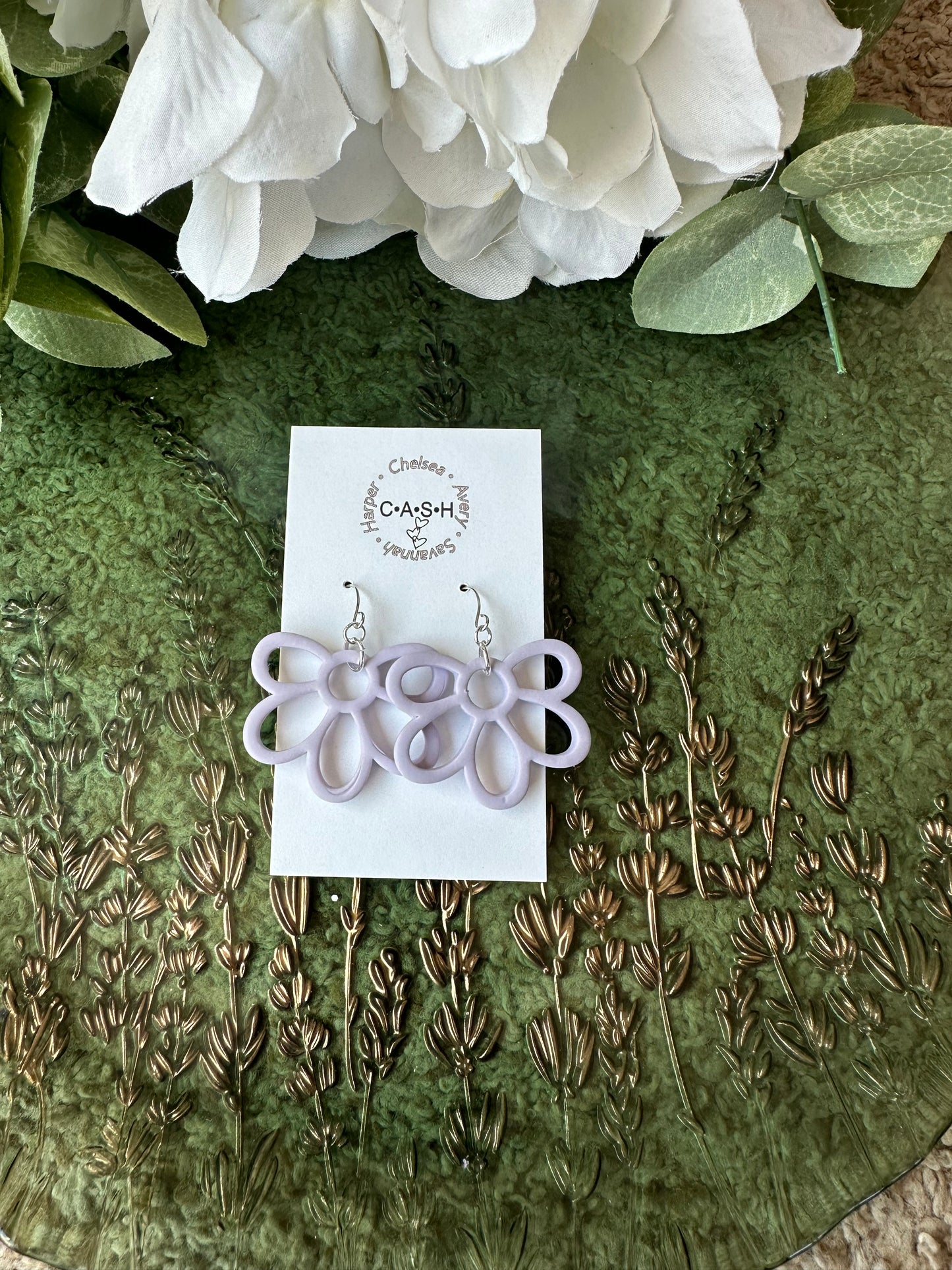 Lavender flower cut out dangles
