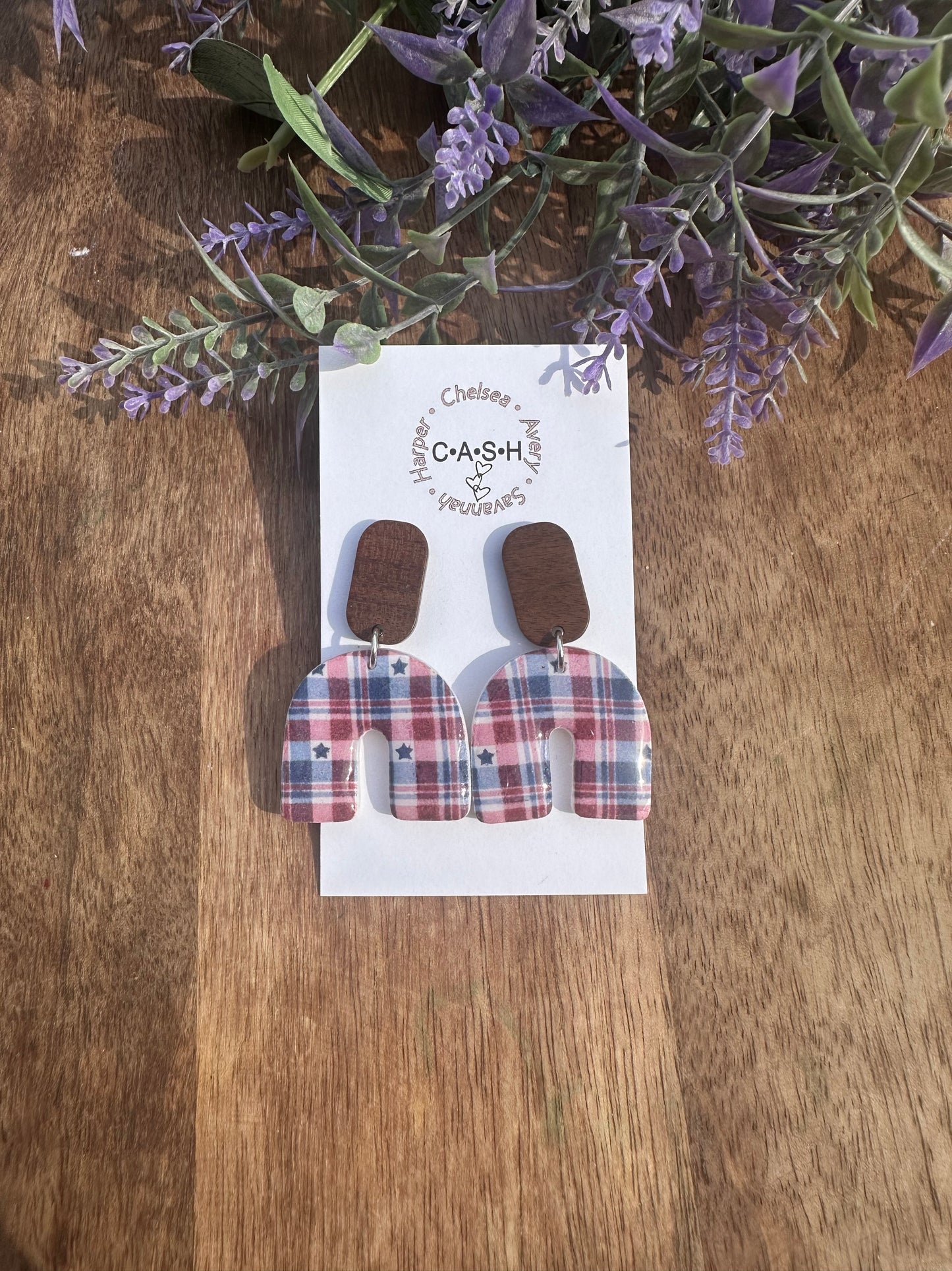 patriotic plaid printed dangles