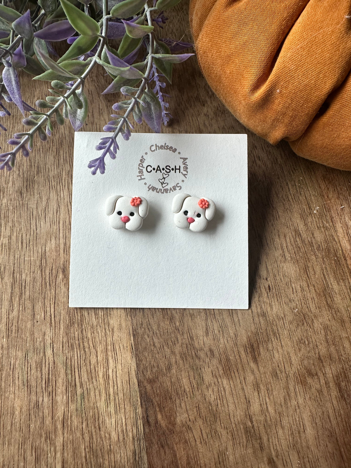 Girly white dog stud