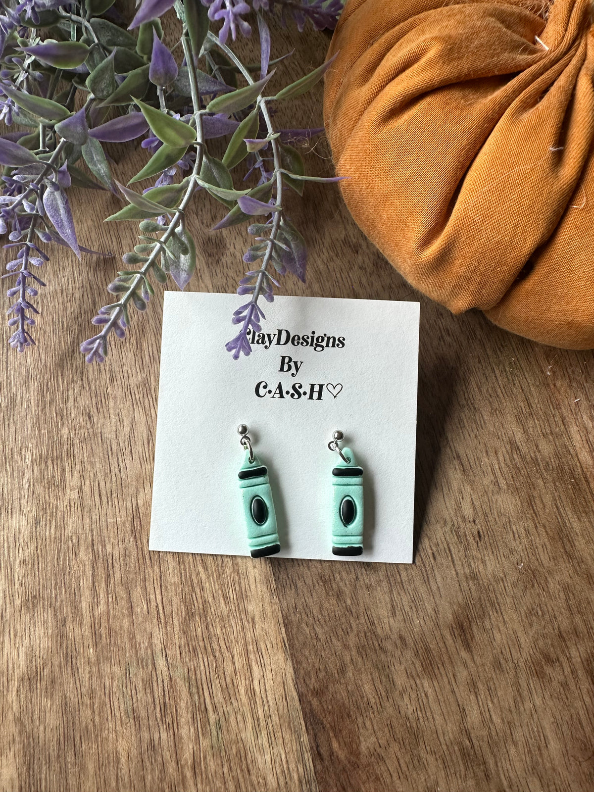 Shimmer teal crayon dangles