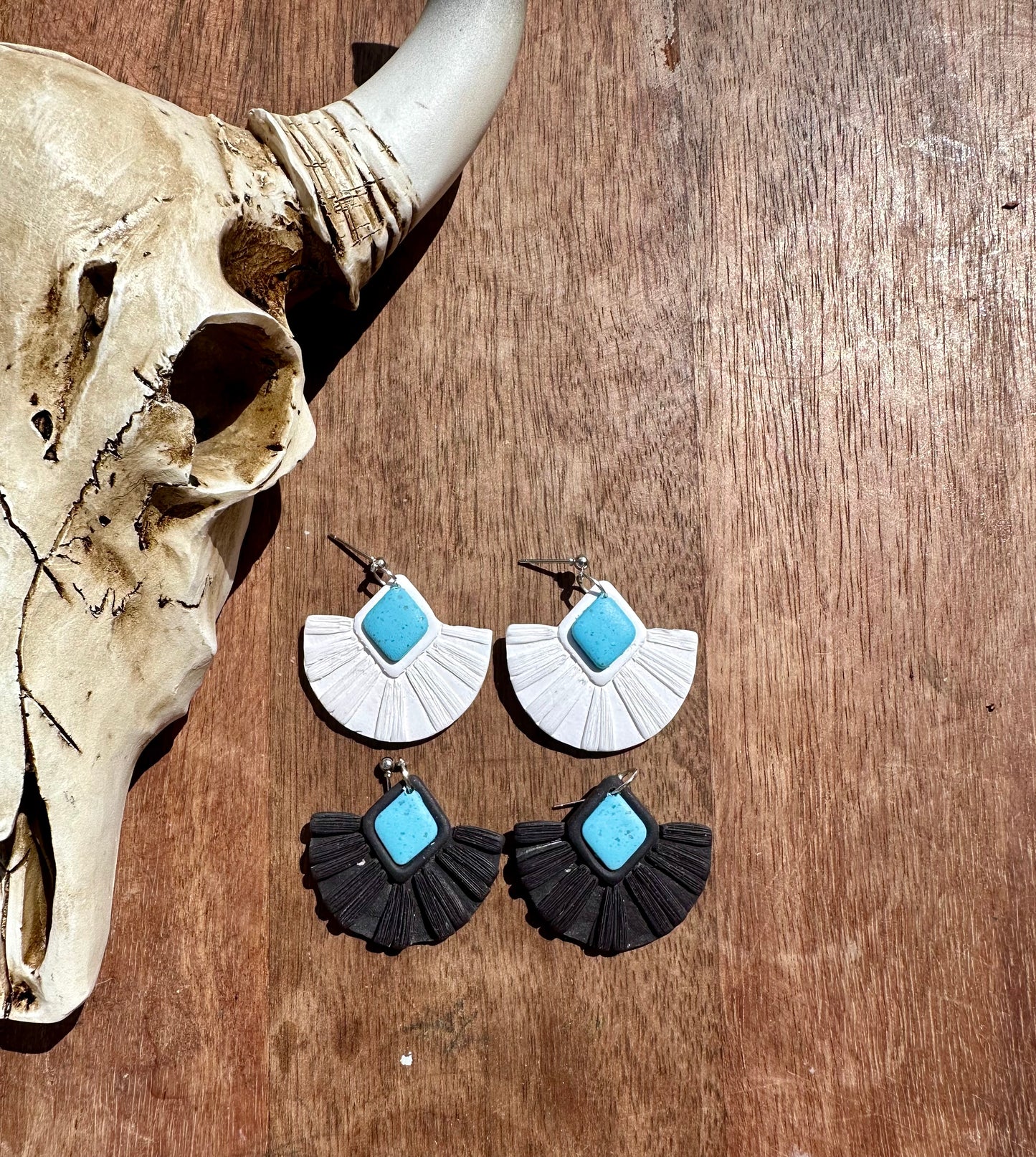 Blk turquoise  macramé earrings 