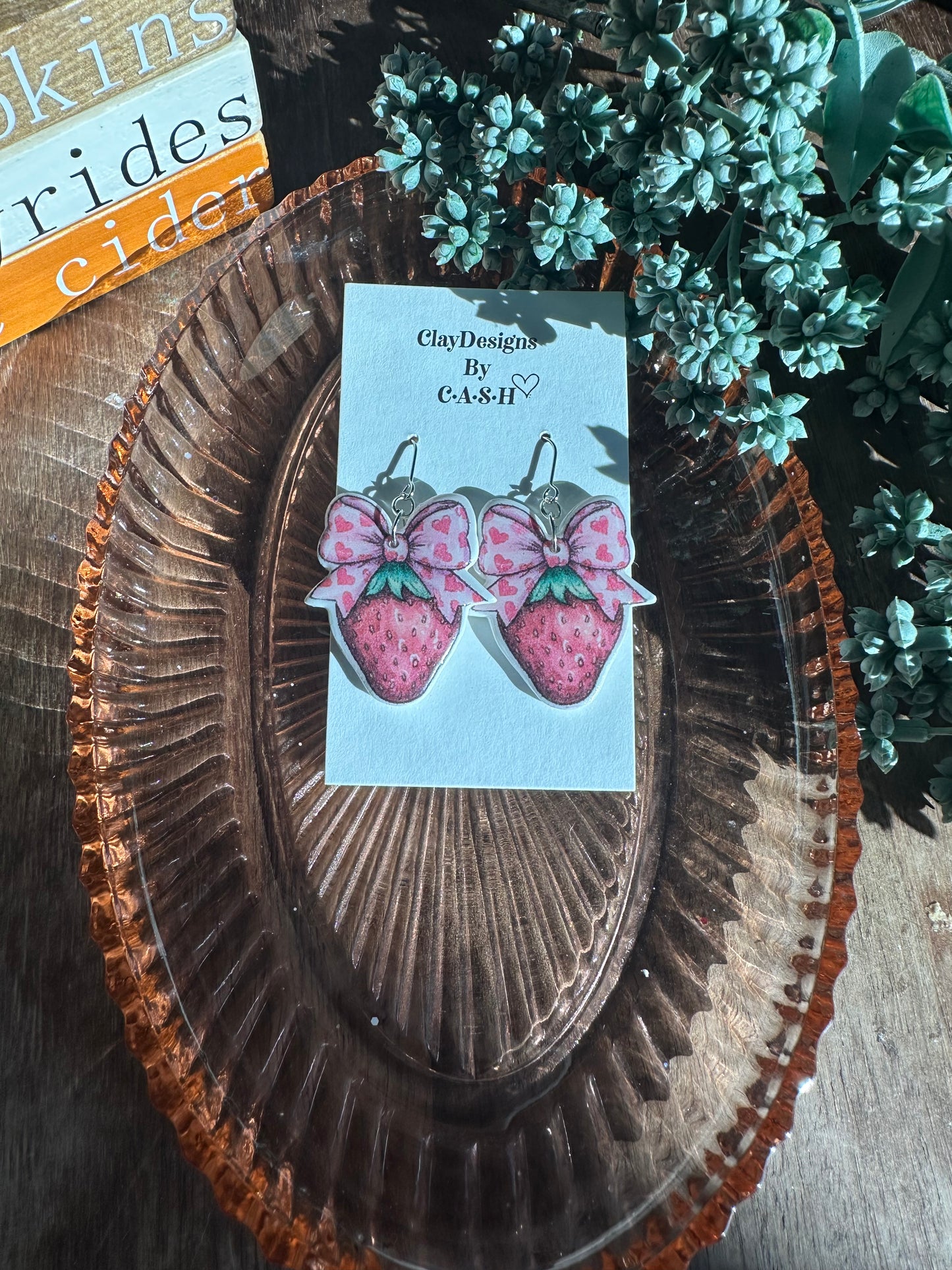 Strawberry bow dangles