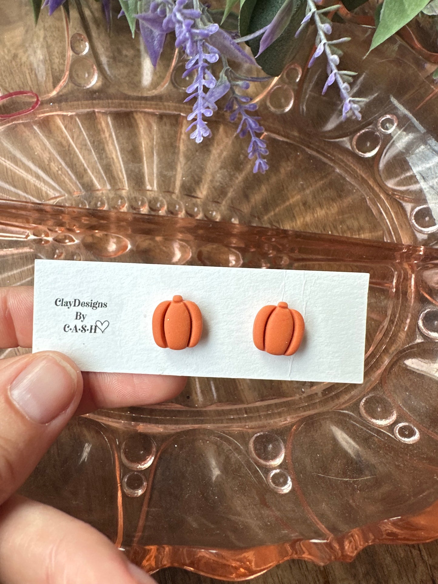 Orange pumpkin studs