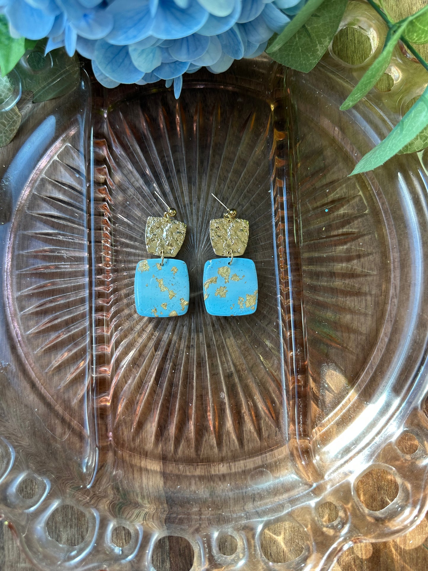 Blue and gold dangles