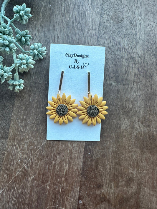 Sunflower drop earrings