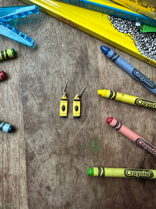 Yellow crayon earrings