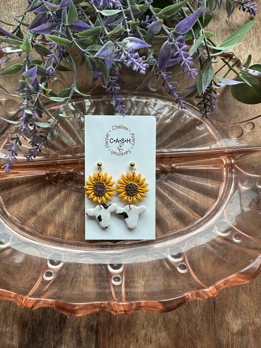 Sunflower with cow dangles