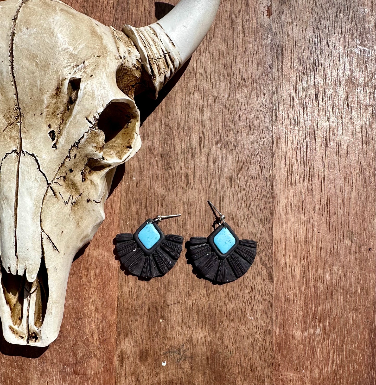 Blk turquoise ￼ macramé earrings ￼