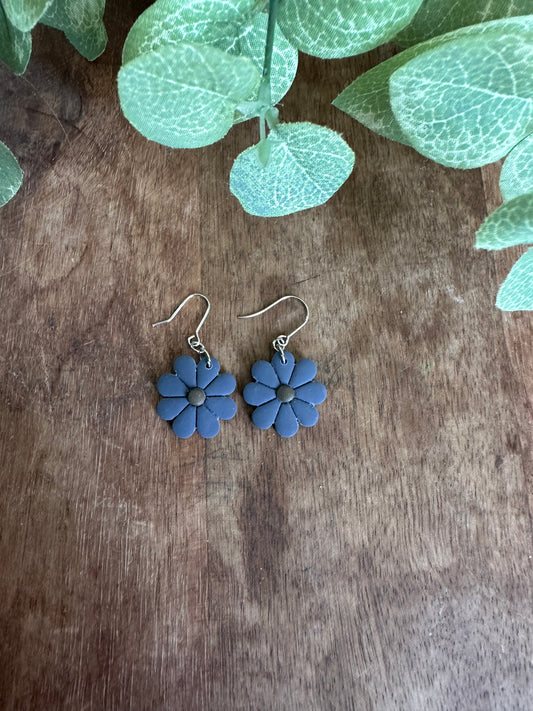 Dark blue flower earrings