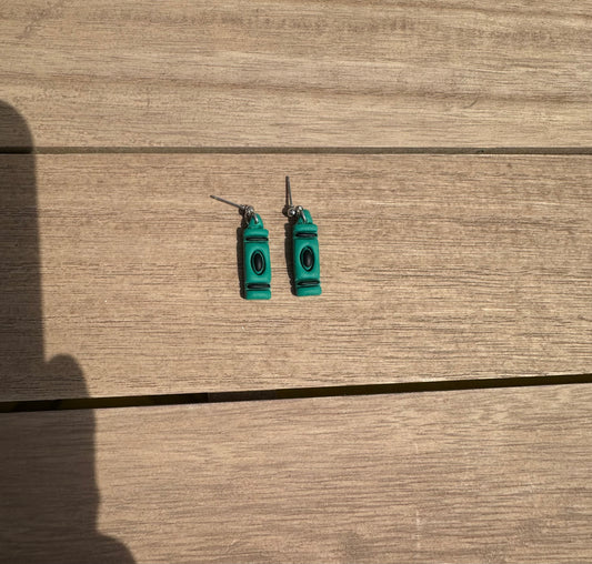 Green crayon earrings