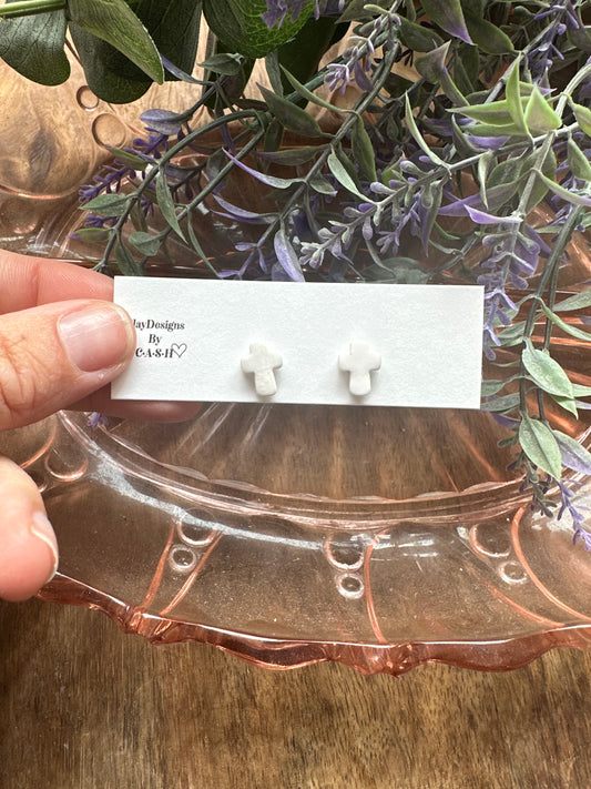 White cross studs