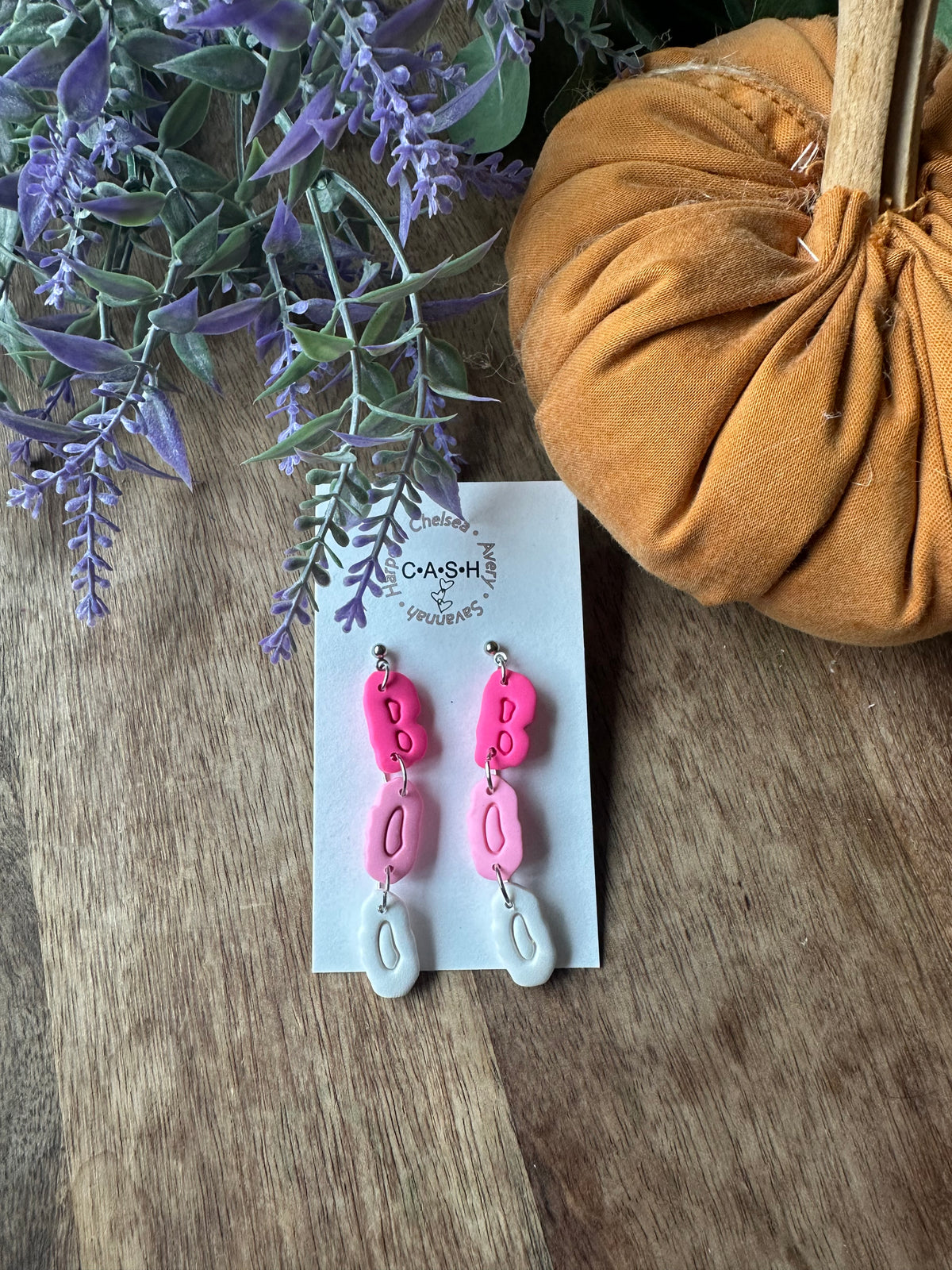 Pink BOO dangles