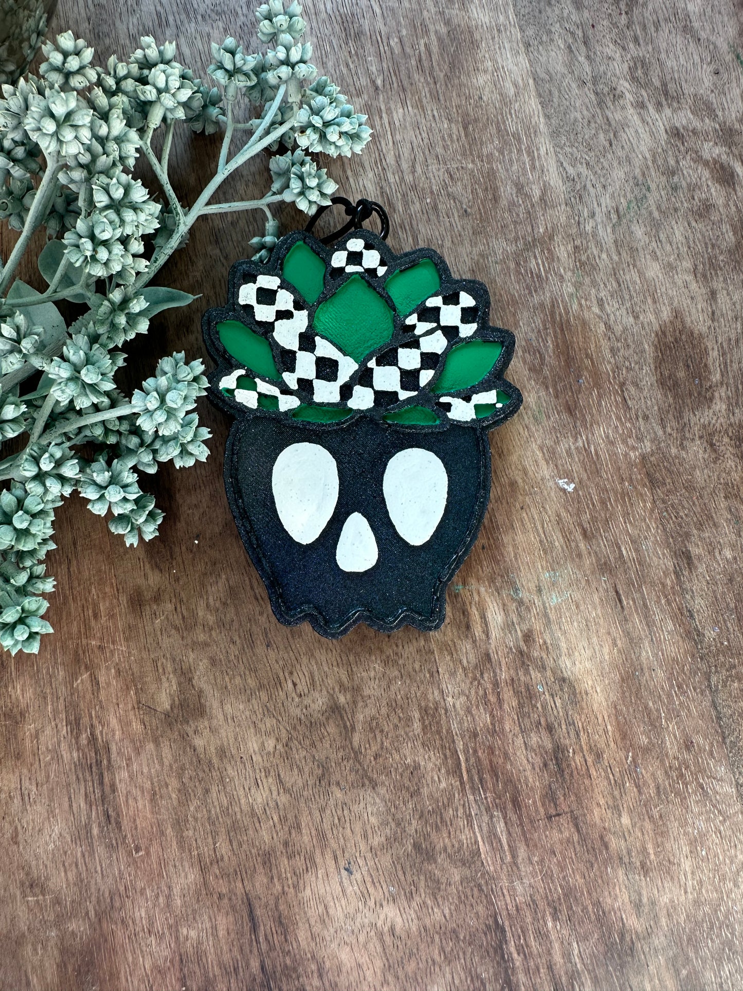 Skull succulent plant freshie
