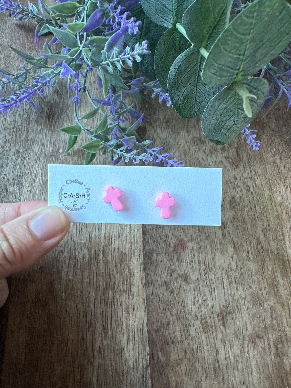 Light pink cross studs