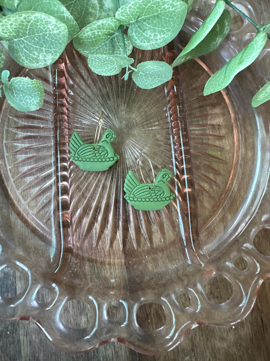 Olive green hen hoops