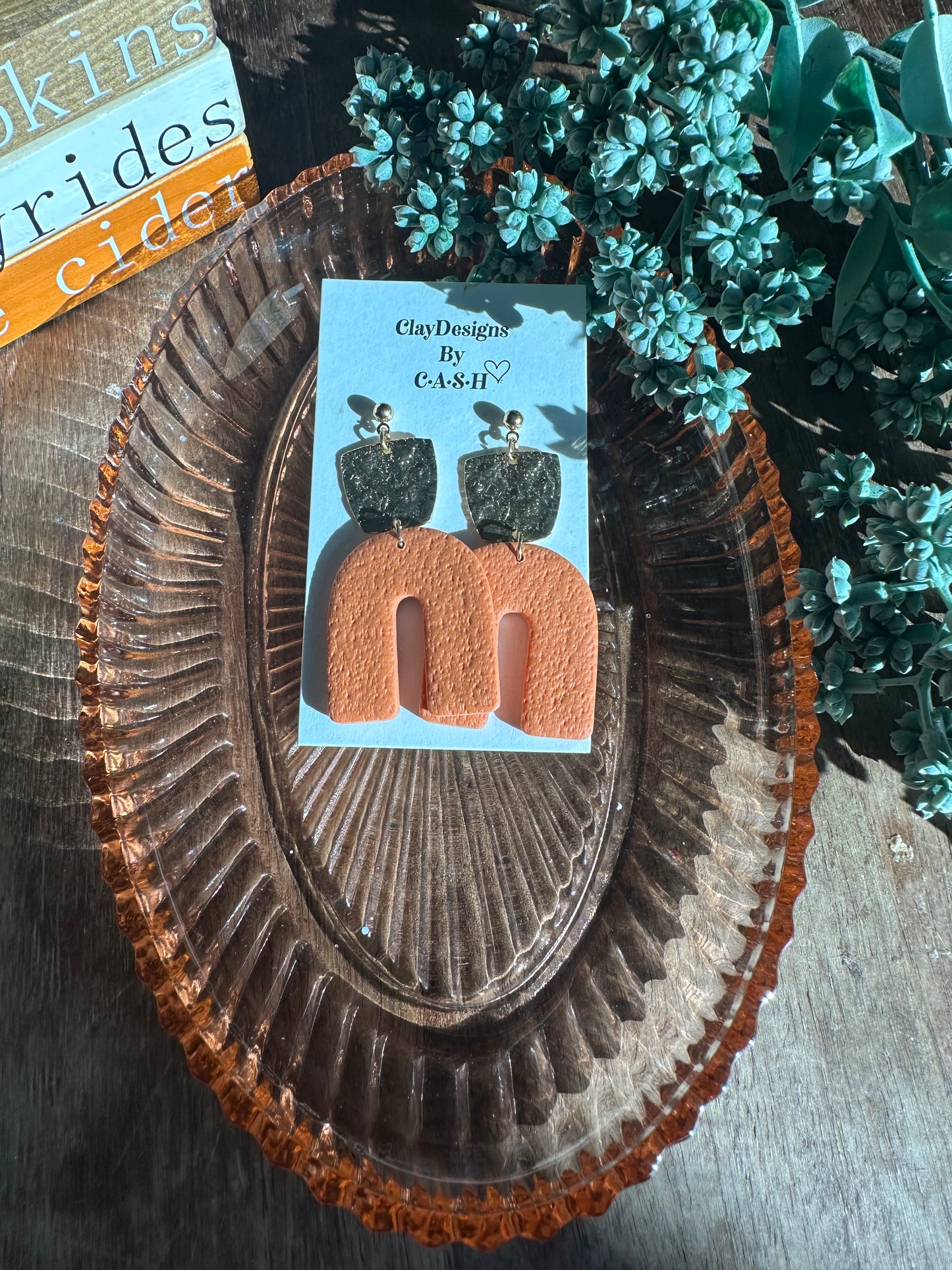 Orange and gold textured dangles
