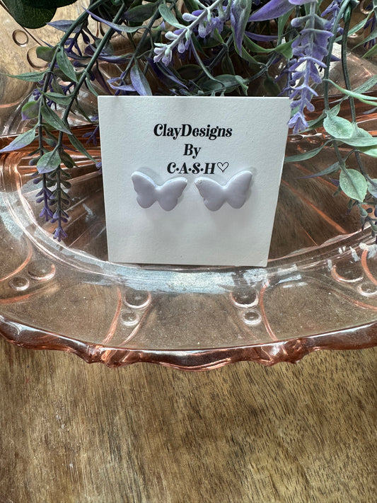 Lavender butterfly studs