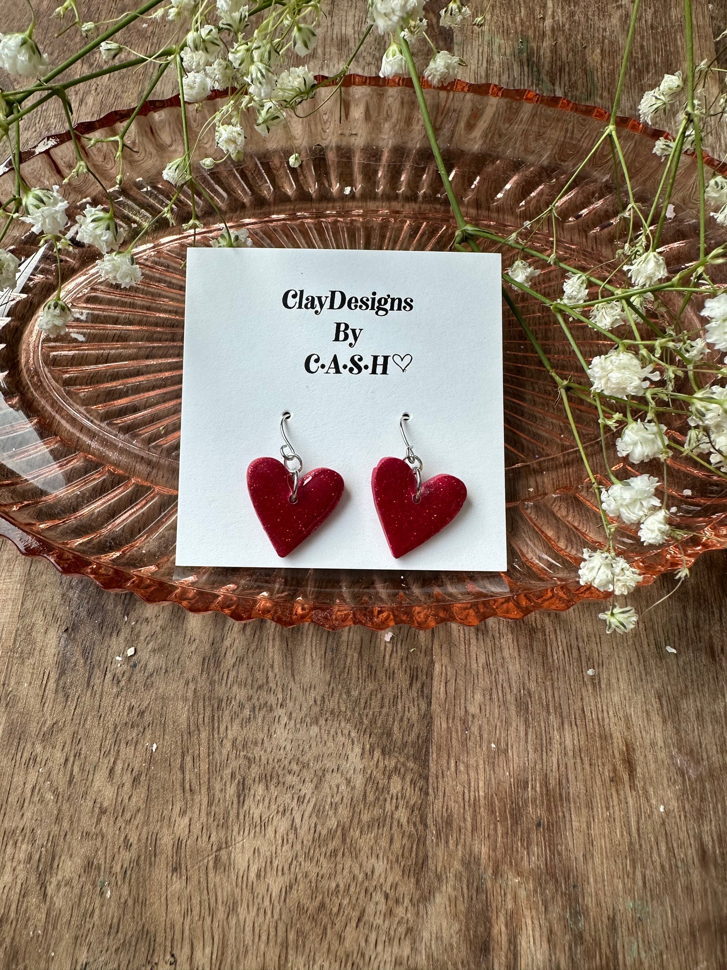 Red glitter dangles