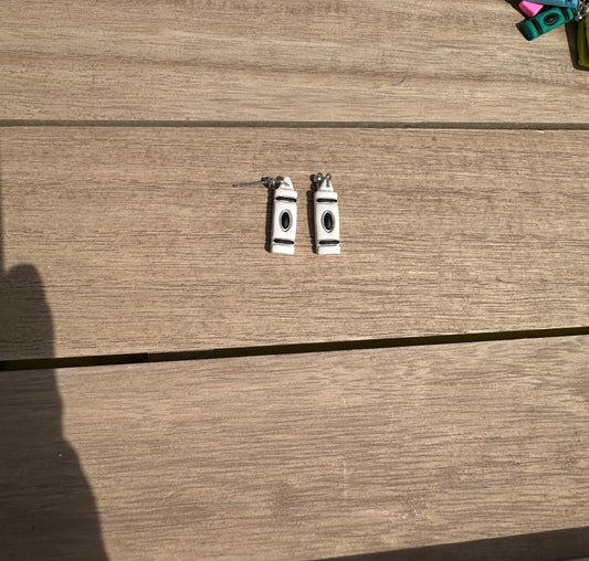 White crayon earrings