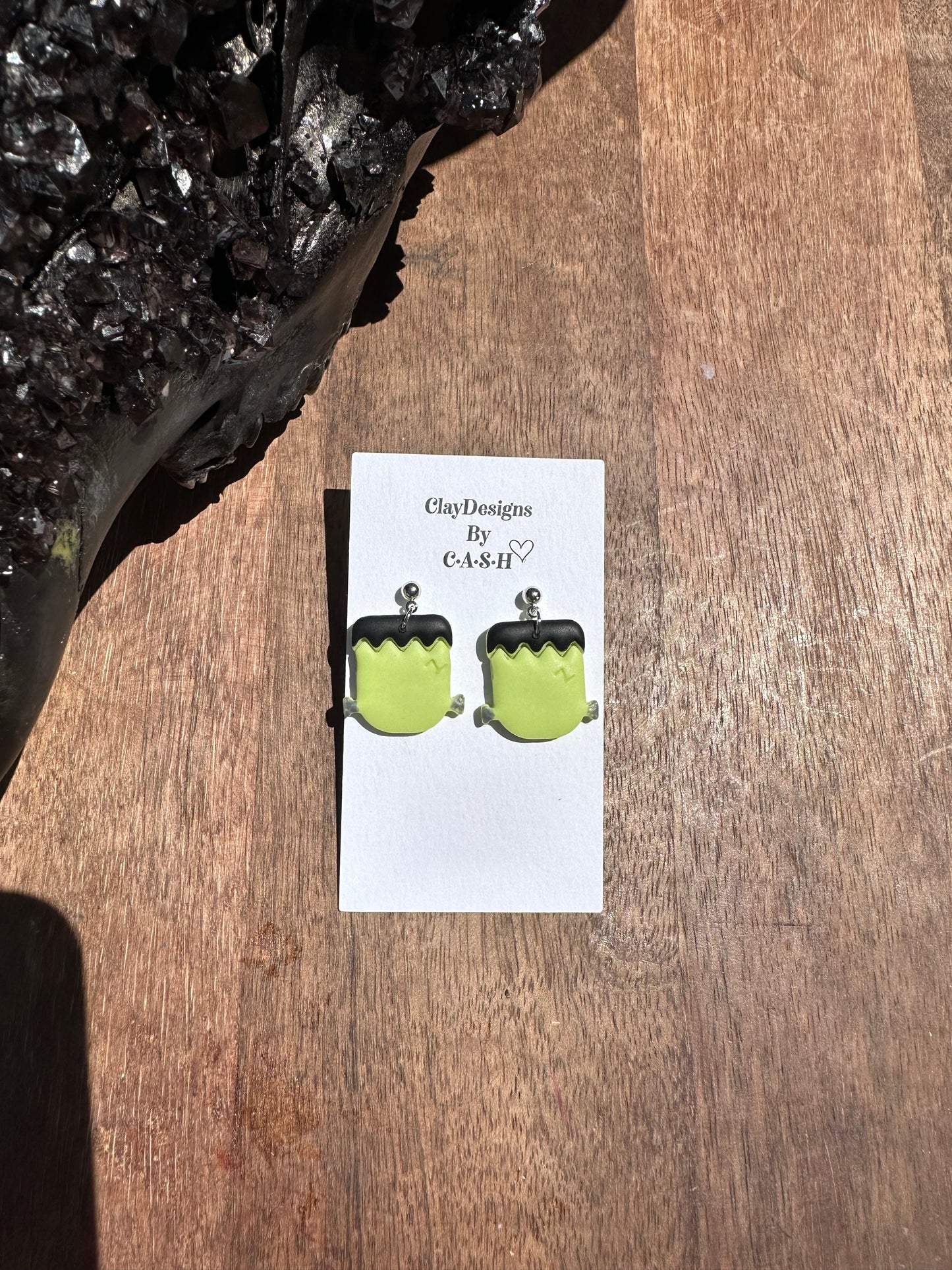 Glow in the dark Frankenstein earrings