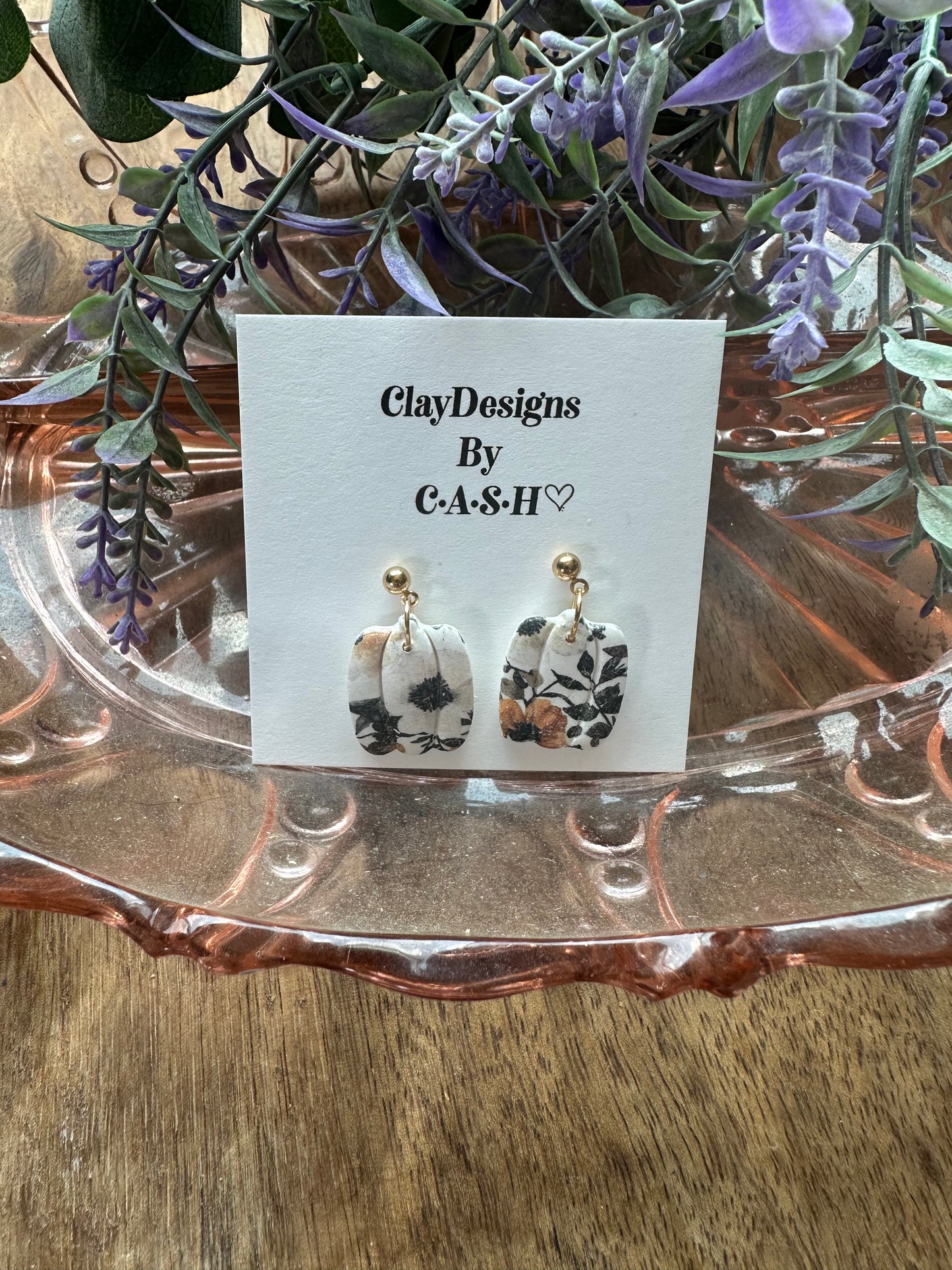 Floral pumpkin dangles