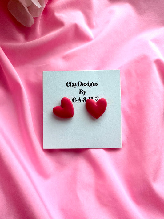 Red heart studs