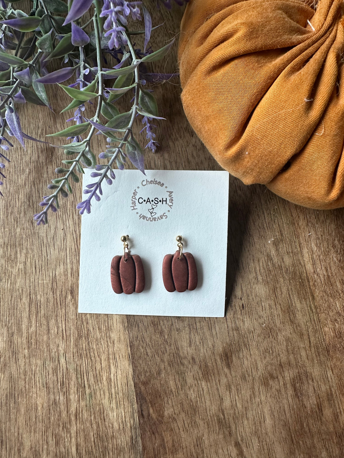 Brown Rustic pumpkin dangles
