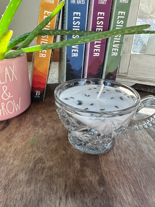 Lavender lemon vintage glass candle