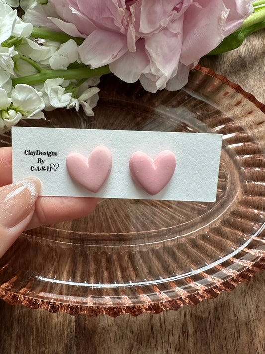 Light pink heart studs