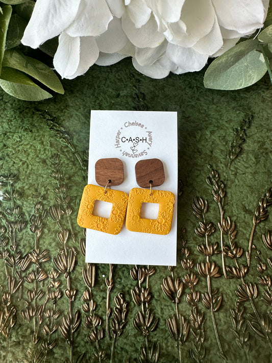 Mustard yellow sunflower dangles