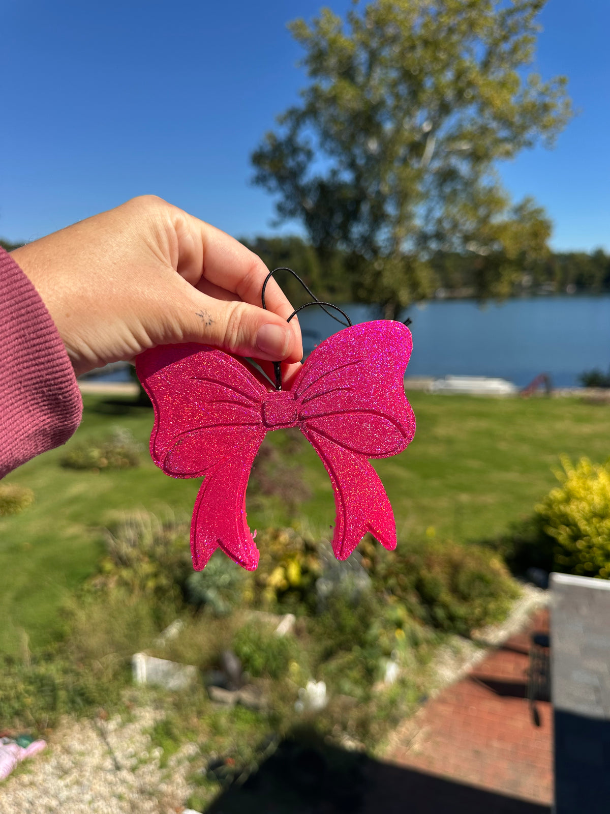 Pink shimmer bow freshie