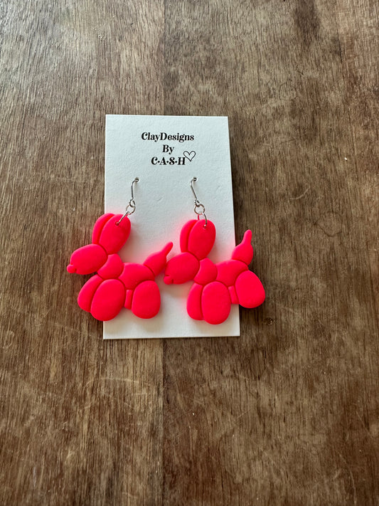Hot pink balloon dog earrings