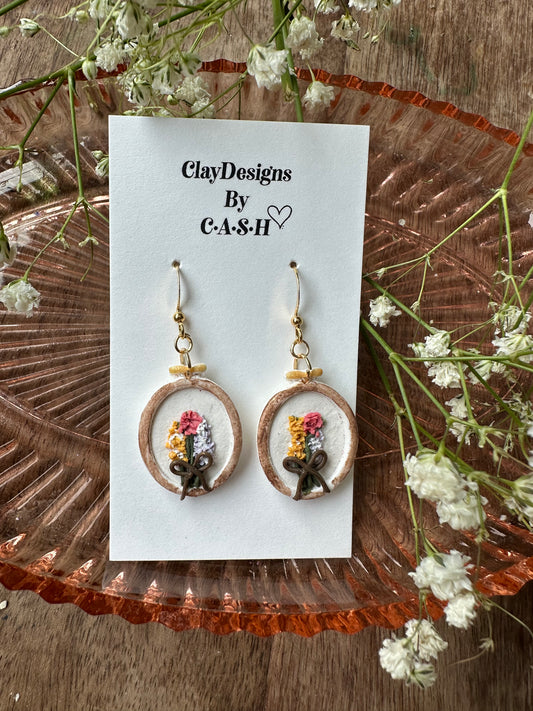 Cross stitch flower dangles
