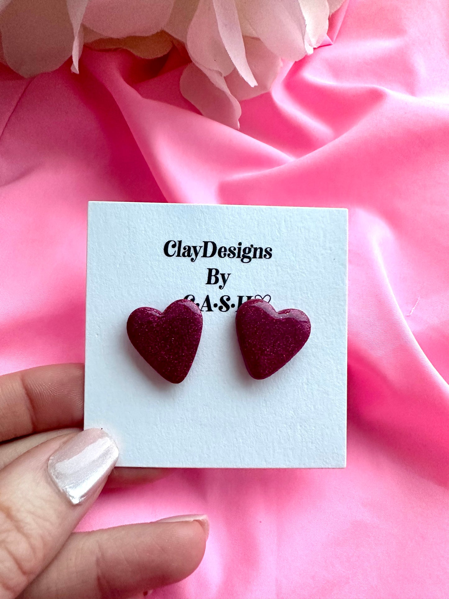 Dark Purple Heart stud with glitter