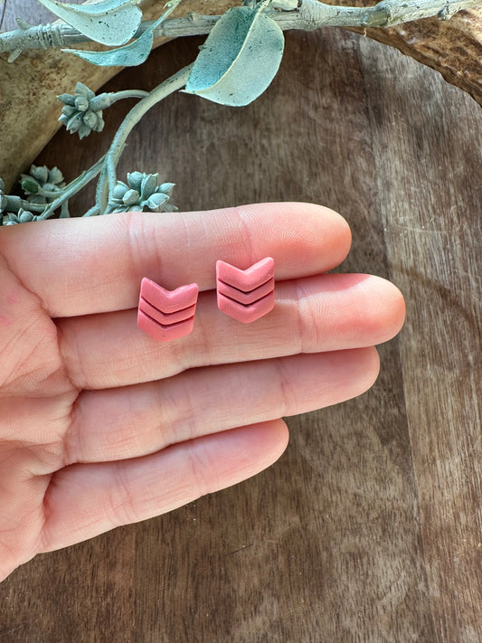 Pink chevron studs