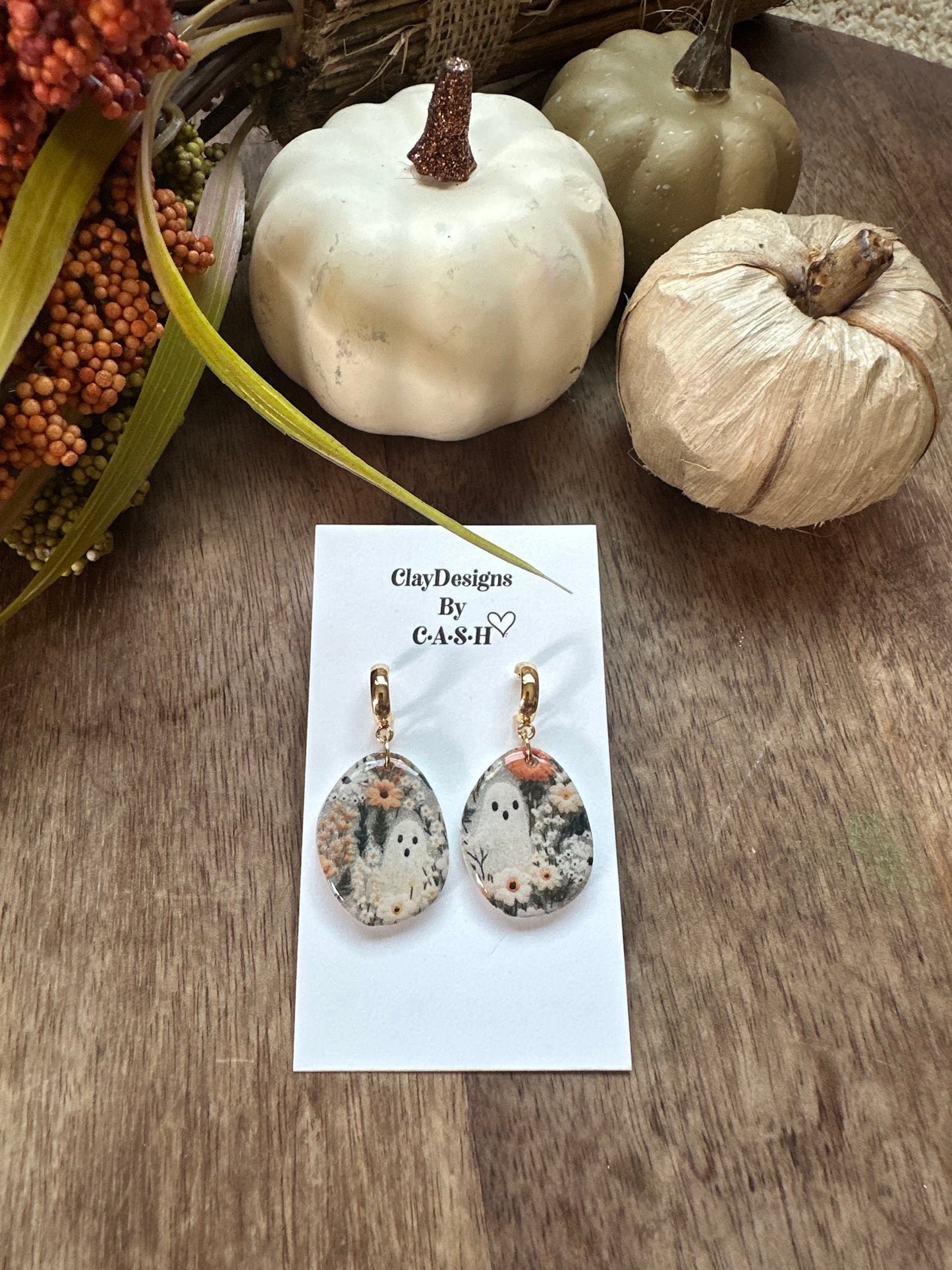 Vintage floral ghost dangles