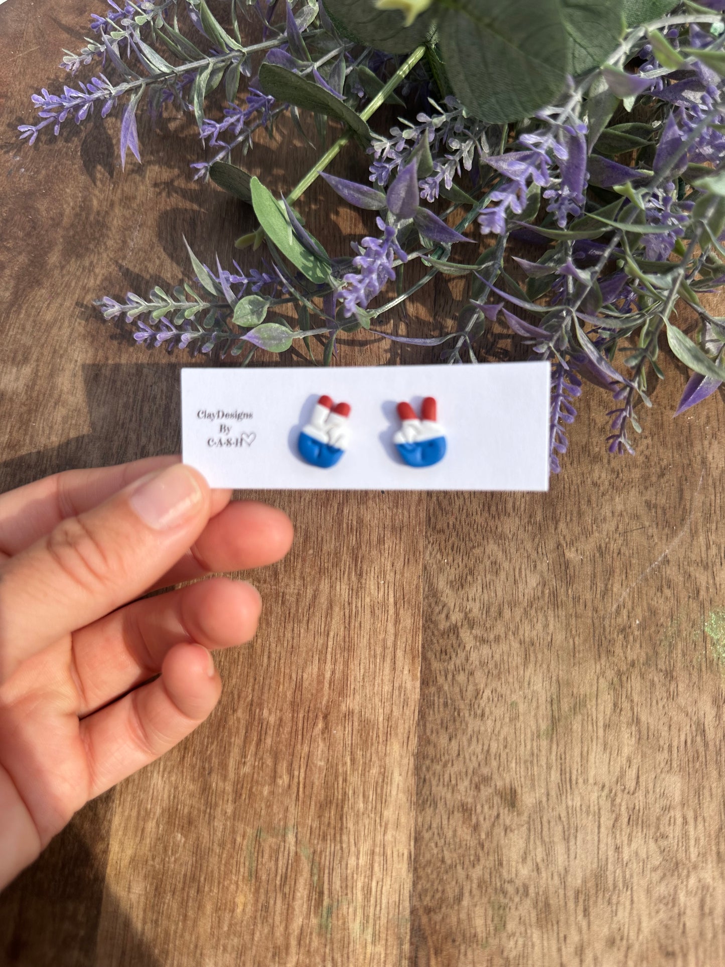 Red white and blue peace stud