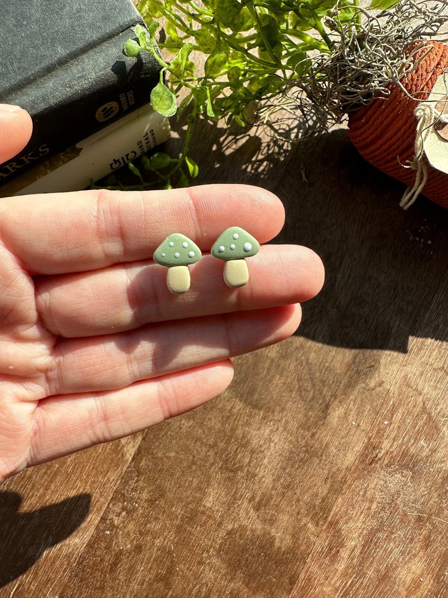 Green mushroom studs