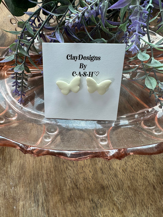 Butter yellow butterfly studs